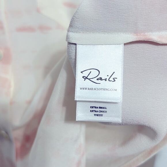 Rails Val Tie-dye Pink and White 100% Silk Button-down Shirt size xs - Picture 7 of 10